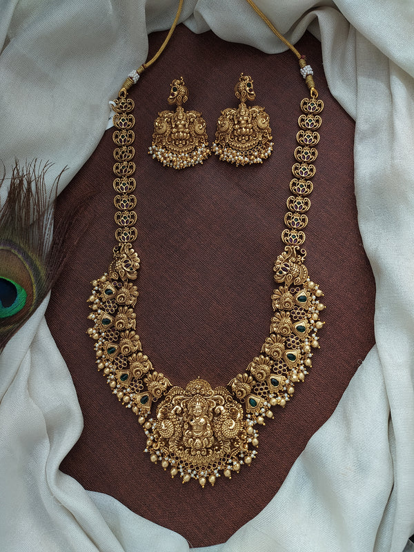 Antique Nakshi Work Lakshmi Necklace Set with Peacock Design Sonal Fashion Jewellery
