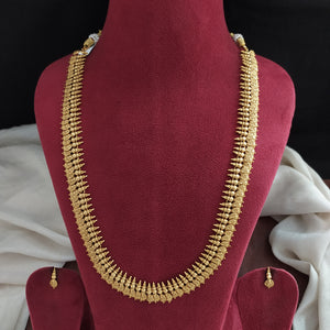 Antique Plain Gold Look Kasumalai Long Haram Set