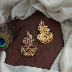 Kemp Goddess Kamakshi Pendant with Ruby, Green, and White Stones