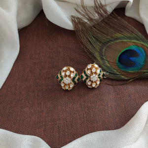 Green Moissanite Studs in Gold Finish