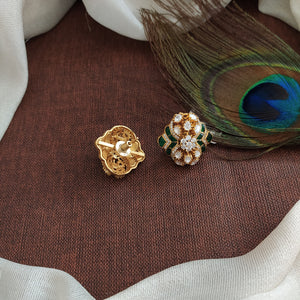 Green Moissanite Studs in Gold Finish