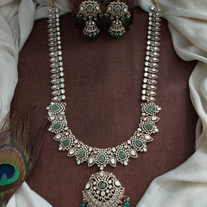 Moissanite Stones Long Haram Set in Victorian Finish