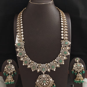 Moissanite Stones Long Haram Set in Victorian Finish