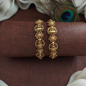 Antique Plain Gold-Finish Lakshmi Bangles – Timeless Heritage