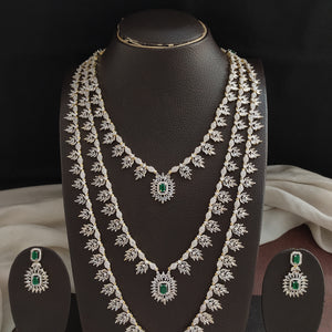 Diamond-Finish Zircon Triple-Layered Haram Set