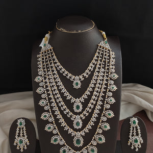 Five-Layered Diamond Finish Zircon Long Haram Set