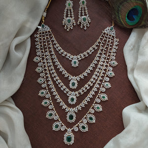 Five-Layered Diamond Finish Zircon Long Haram Set
