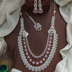 Zircon Ruby & White Layered Haram Set