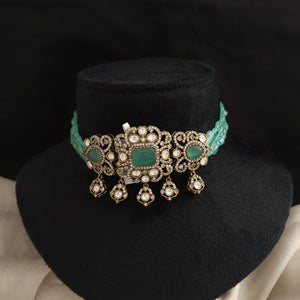 Mint Green Beaded Victorian Choker Set