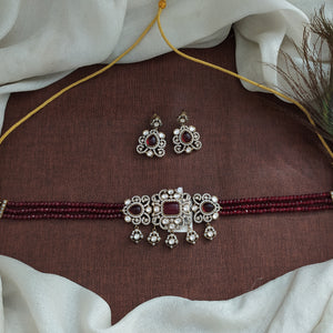 Ruby Beaded Victorian Choker Set