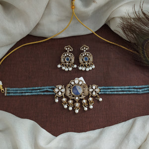 Turquoise Blue Beaded Victorian Choker Set