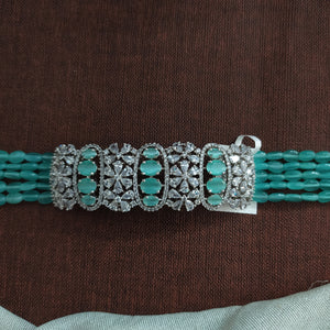 Zircon Choker Set with Mint Beads