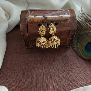 Peacock Studded Antique Jhumka