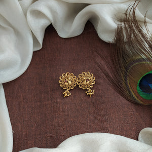 Antique Peacock-Designed Studs – Timeless Elegance