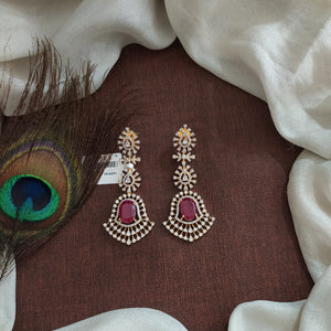 Zircon Ruby Earrings in Diamond Finish