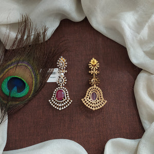 Zircon Ruby Earrings in Diamond Finish
