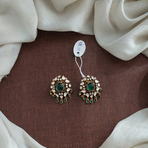 Pure Silver Moissanite Studs with Stone Danglings