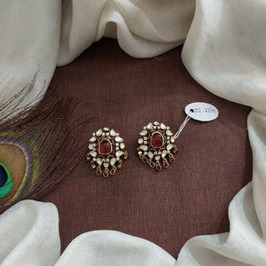 Pure Silver Moissanite Studs with Stone Danglings