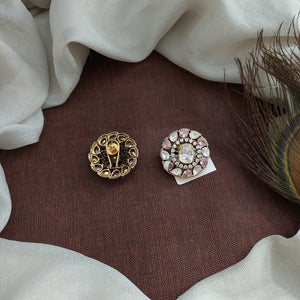 Pure Silver Moissanite Screw-Back Studs – Pink and Green with White Combinations