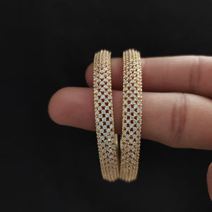 Zircon Stones Full White Bangles – Available in Gold, Rose-Gold, and Rhodium Finishes
