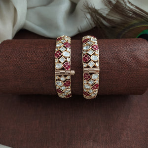Kundan Screw-Type Kada – Red with White & Green with White