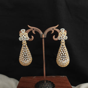 Zircon Designer Dangling Earrings – Gold & Silver (Rhodium) Finish | Multiple Color Options