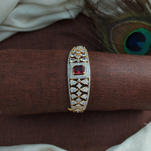 Diamond Finish Zircon Ruby Bracelet – Openable Kada Design