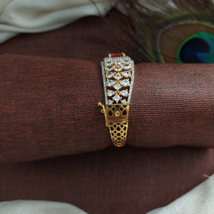 Diamond Finish Zircon Ruby Bracelet – Openable Kada Design

