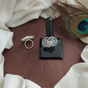 Adjustable Zircon Finger Rings – Full White Stones in Silver & Diamond Finish