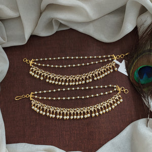 Gold-Plated Zircon Matil with Pearl Strands