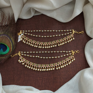 Gold-Plated Zircon Matil with Pearl Strands