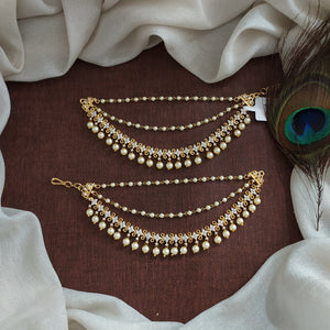 Gold-Plated Zircon Stones Matil with Pearl Strands – A Timeless Ear Chain