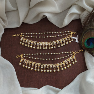 Gold-Plated Zircon Stones Matil with Pearl Strands – A Timeless Ear Chain