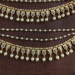 Gold-Plated Zircon Stones Matil with Pearl Strands – A Timeless Ear Chain