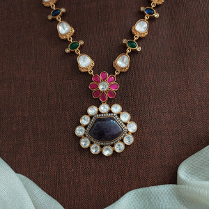 Statement Necklace Set with Real-Look Gemstones – Moissanite, Quartz, and Jadau Kundan Stones