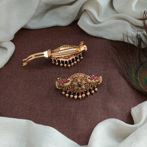 Matt Finish Antique Lakshmi Hairclip – Traditional Temple Design