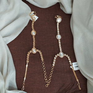 Uncut Polki Kundan Hathpan in Full White Stones – Single Piece