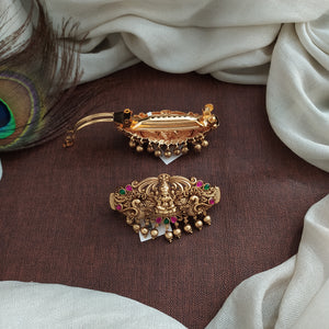 Matt Finish Antique Lakshmi Hairclip – Traditional Temple Design