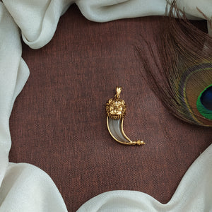 Antique Single Lion Face Tiger Nail Pendant