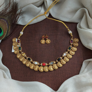 Antique Navaratan Kasumalai Necklace Set