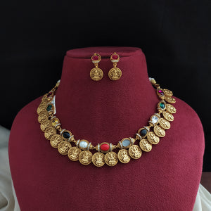 Antique Navaratan Kasumalai Necklace Set