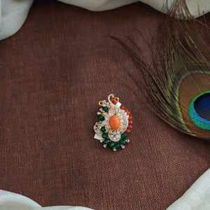 Pure Silver Diamond Finish Micro CZ Zircon Peacock Pendant Set