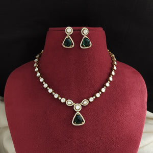Simple Victorian Moissanite Necklace Set – Available in Green, Ruby, Pink, Mint, and Violet