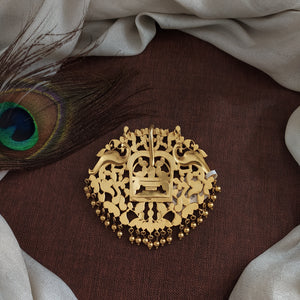 92.5 Pure Silver Jadau Kundan Pendant – Traditional Religious Design

