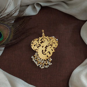 92.5 Pure Silver Peacock Pendant with Jadau Kundan – Customizable Temple Jewelry

