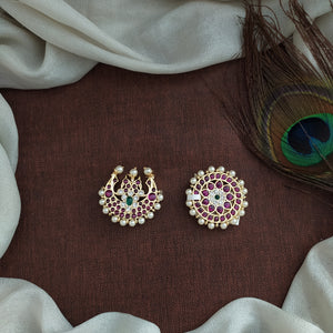 Real Araku Kemp Stone Sun & Moon Hair Accessories – Bharatanatyam & Bridal Temple Jewellery
