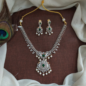 Diamond Replica Zircon Peacock Necklace