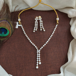 Minimal Diamond Finish Zircon Necklace Set – Elegant Lightweight Jewelry for Any Occasion

