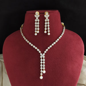 Minimal Diamond Finish Zircon Necklace Set – Elegant Lightweight Jewelry for Any Occasion

