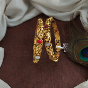 Antique Nakshi Navaratna Bangles – No Goddess Motif – Sizes 2.4, 2.6, 2.8